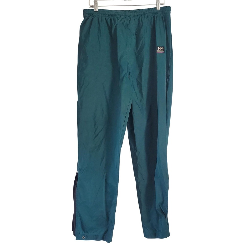 Helly Hansen Pants Men Large Green Rain Nylon Zip Water Resistant Hiking Ripstop